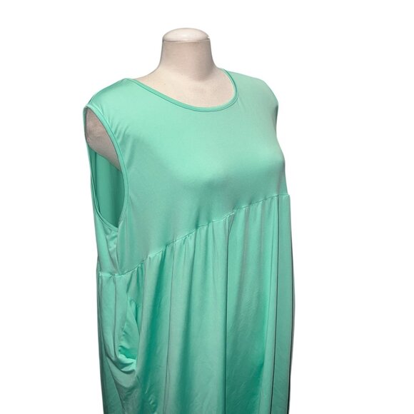 Sleeveless Mint Green Loose-Fit Tunic Dress With Pockets For Women Sz 2XL-3XL - Picture 5 of 9